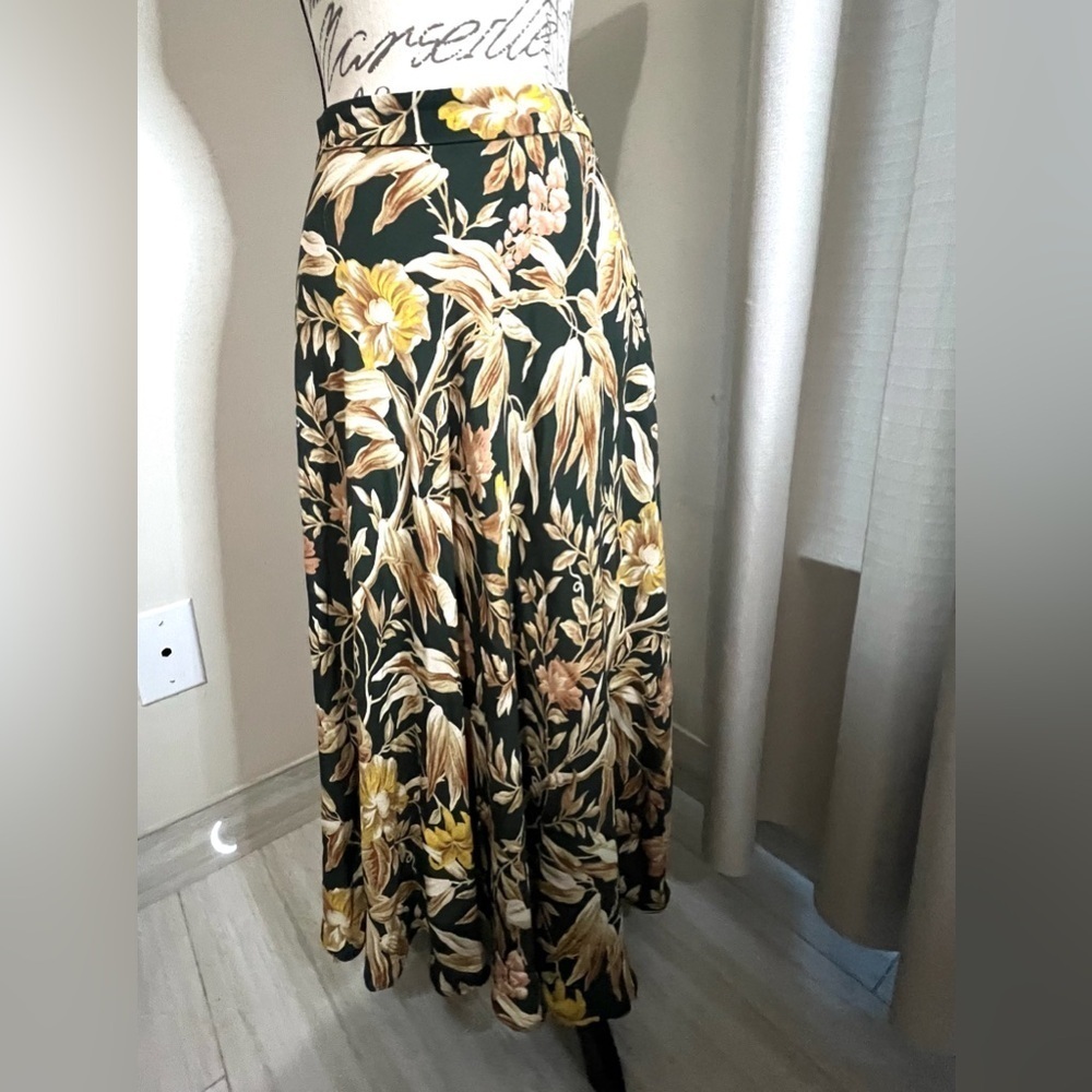 Botanical Maxi Skirt - Green And Cream